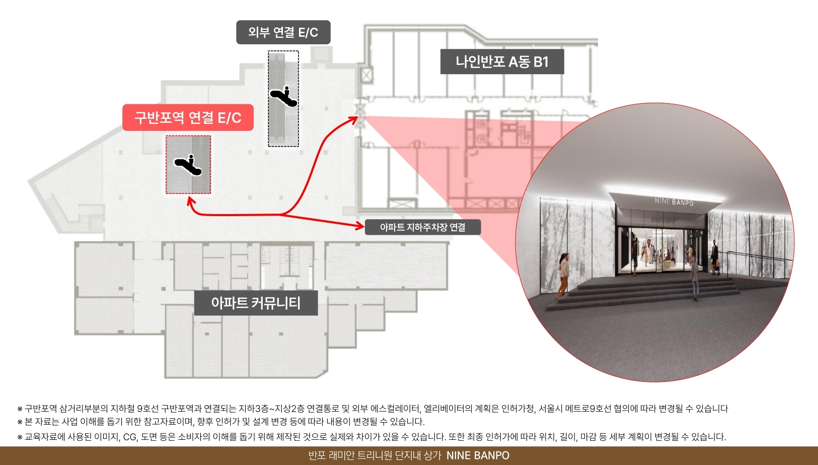 나인 반포 프리미엄 - 지하 1층, 9호선 구반포역과 직접 연결