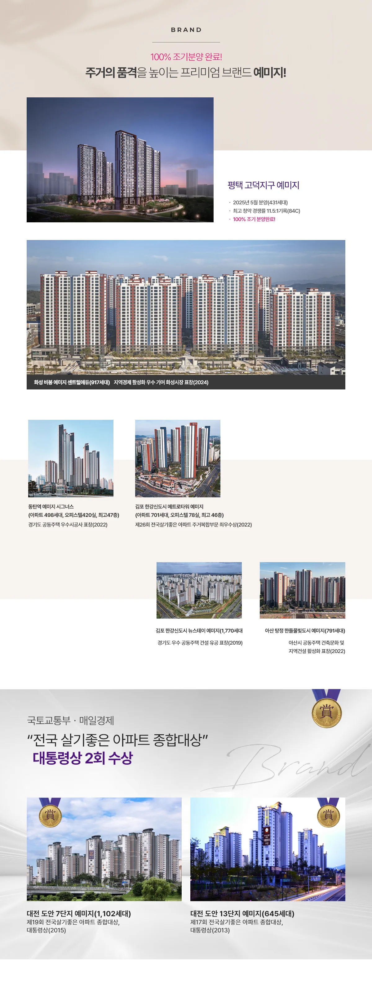 100% 남향 위주 배치 최대 71m 동간거리 공원형 단지