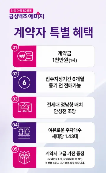 안성 금성백조 예미지 안내 팝업